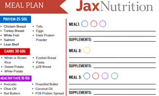 Jax Nutrition Meal Plan